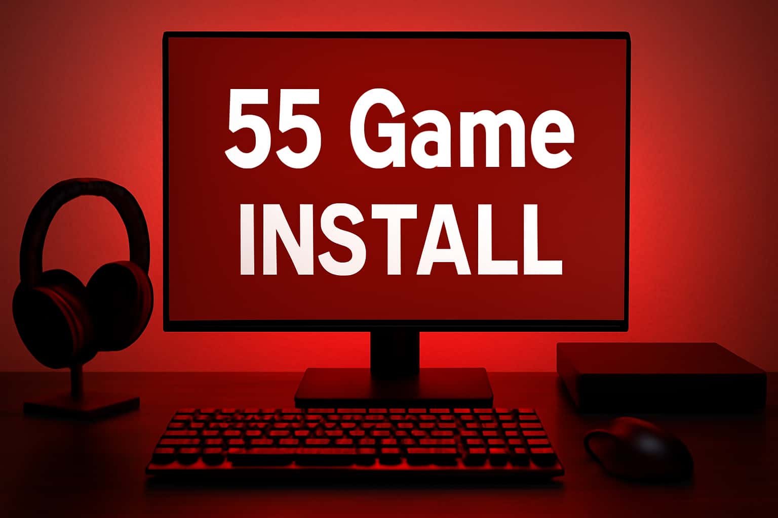 A visual representation of the installation process for 55 Game with a modern aesthetic.