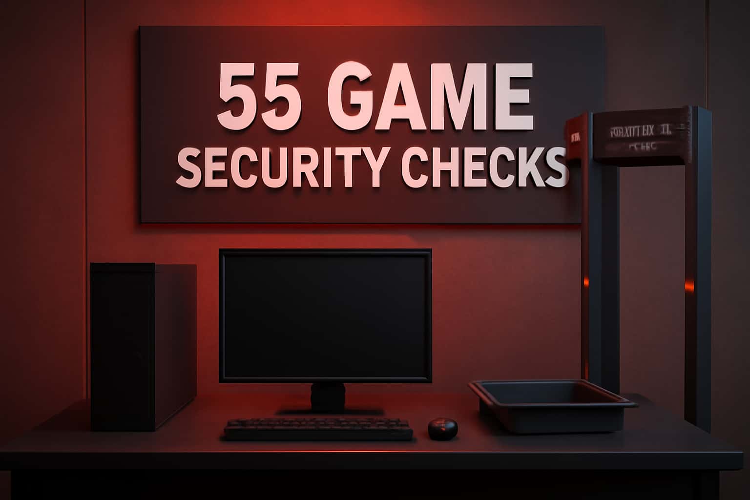 An informative visual representation of 55 Game Security Checks with clear text.