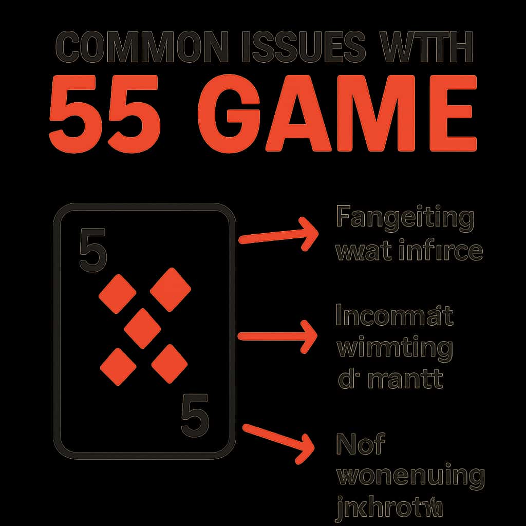 An educational illustration addressing troubleshooting for the 55 Game application.