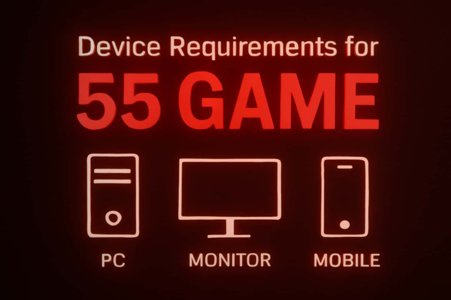 An informational graphic showing device requirements for 55 Game.