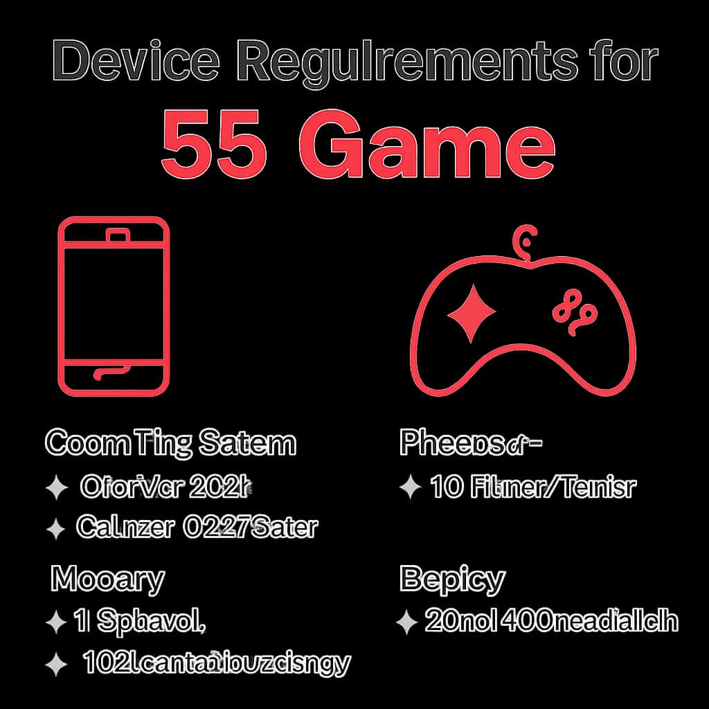 An educational diagram detailing device specifications for 55 Game.