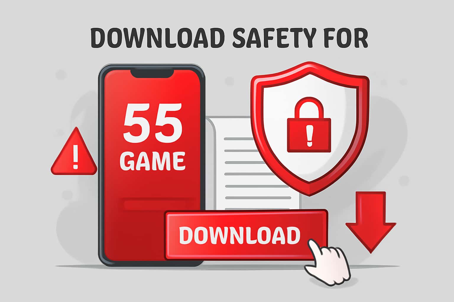 Informational graphic about Download Safety for 55 Game.
