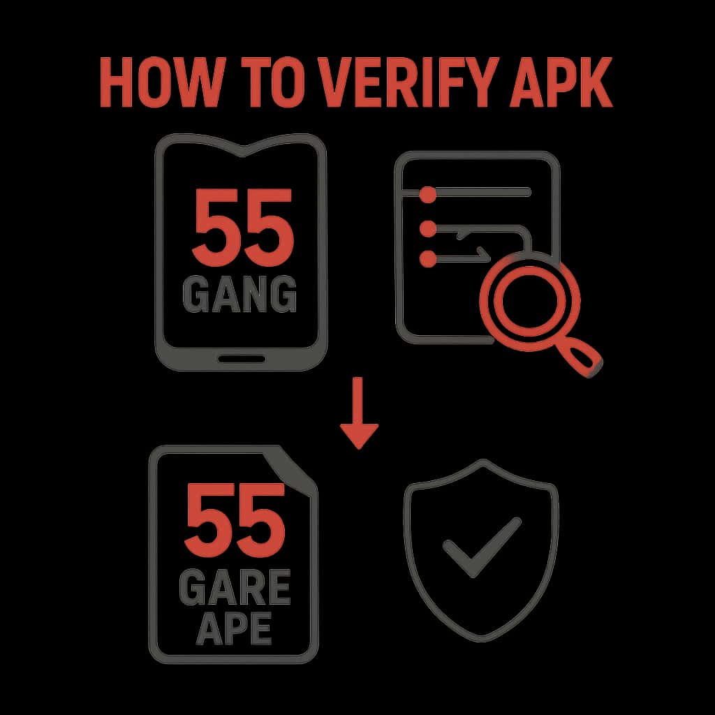 An educational diagram about the 55 Game APK verification process.